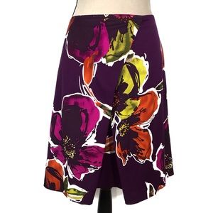 Trina Turk Purple Floral A-Line Skirt